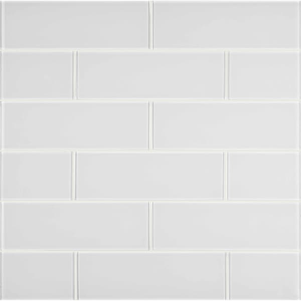 Ice SAMPLE Glossy Glass White Subway Tile